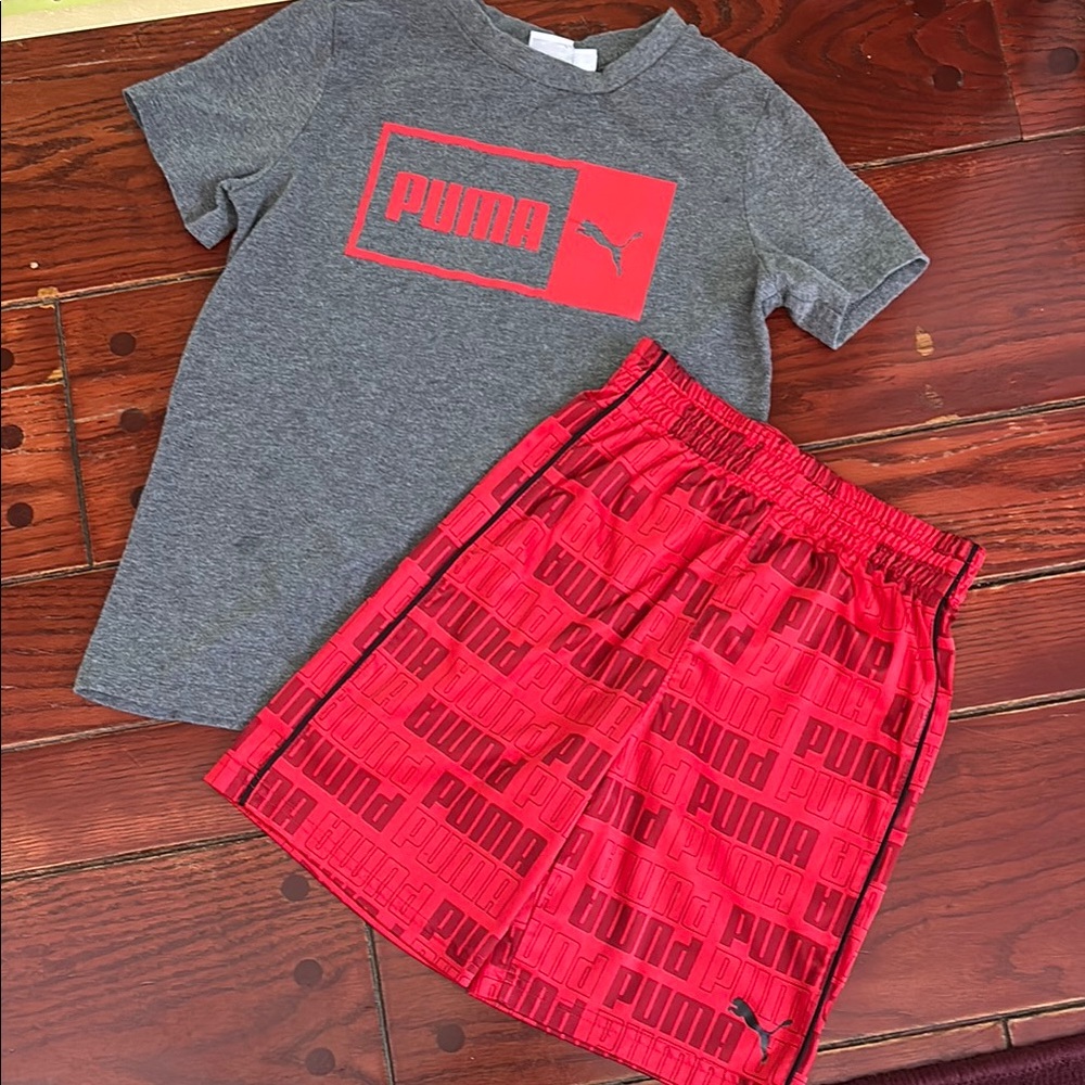 Boys Puma Size 7 Red and Gray Athletic Set